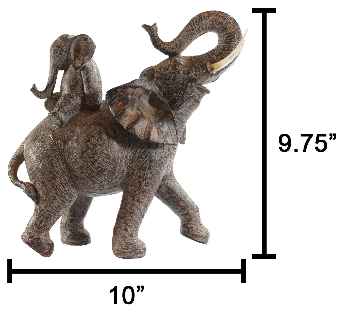 Large African Elephant Decor Gifts for Women, Elephant Sculpture Mother Carrying Baby Statue - Beige/Brown Mother Elephant Carrying Baby - PT06