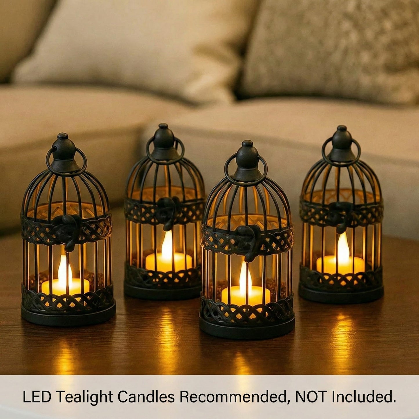 Birdcage Candle Lantern Set - Black Small - PT08