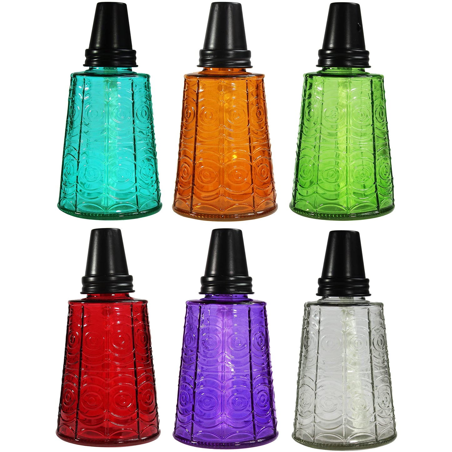 Citronella Table Top Torches for Outdoor Patio, 16oz Decorative Glass Torch Citronella Candles for Outside Deck, Garden, Parties, Set of 3, Assorted - Assorted - PT05