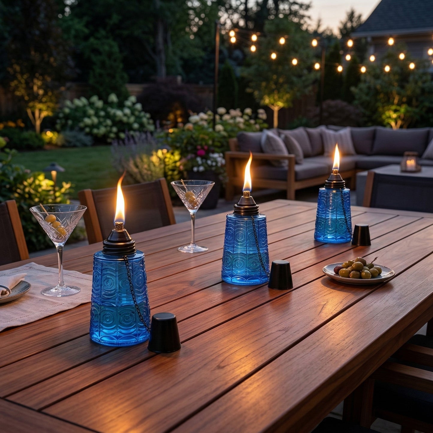 3pc Citronella Table Top Torches, Cobalt