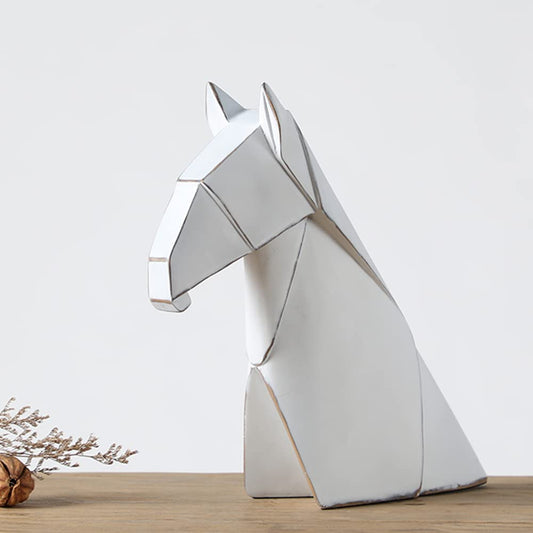Decorative Horse Statue for Bookshelves or Home Decor, Large, White - White Large - MAIN