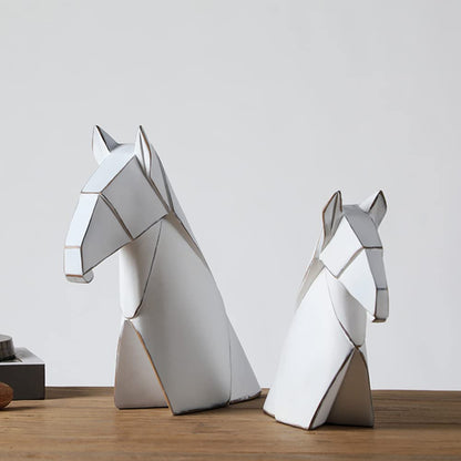 Decorative Horse Statue for Bookshelves or Home Decor, Large, White - White Large - PT04