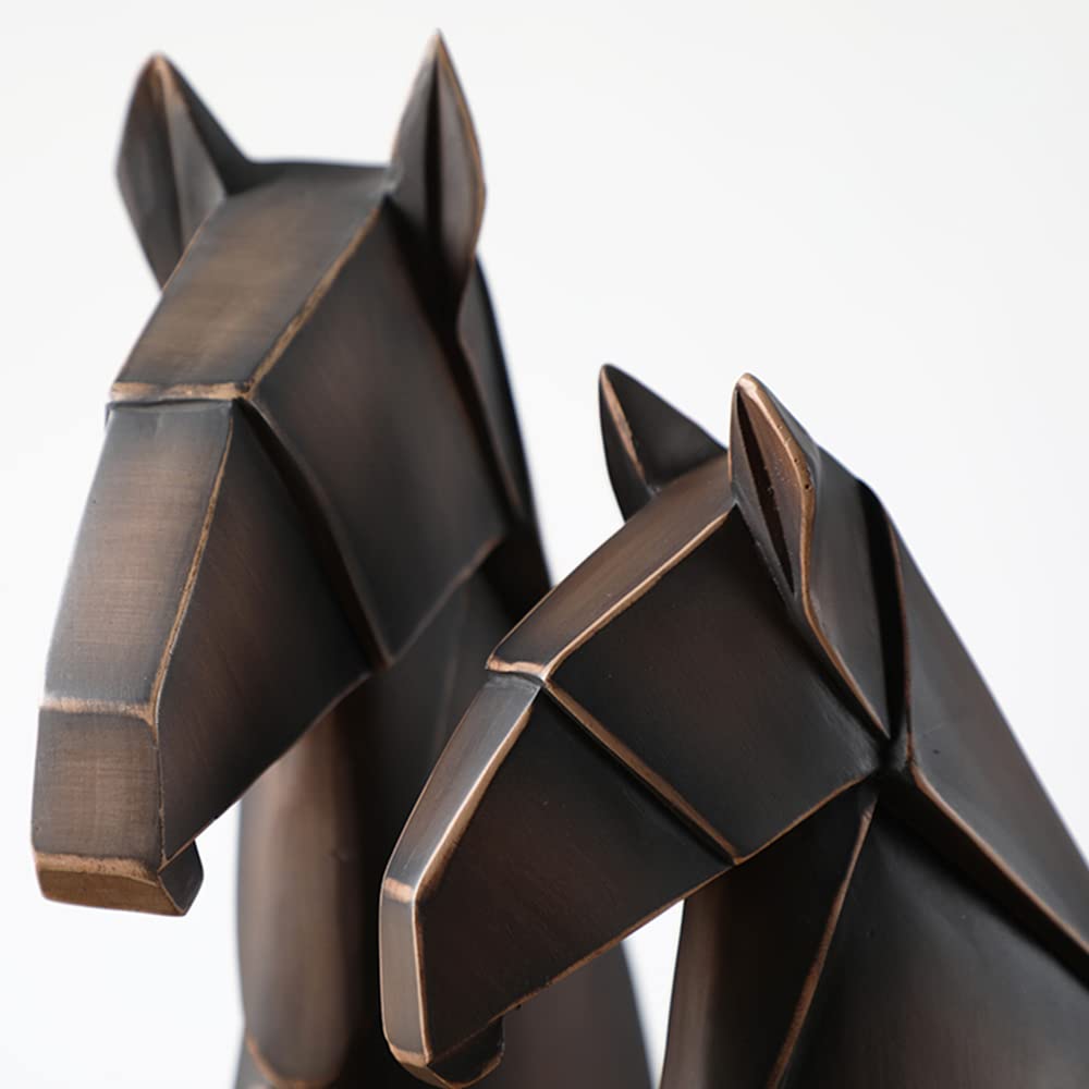 Decorative Horse Statue for Bookshelves or Home Decor, Large, Brown - Brown Large - PT01