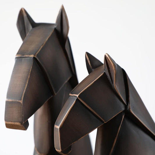 Decorative Horse Statue for Bookshelves or Home Decor, Large, Brown - Brown Large - PT01