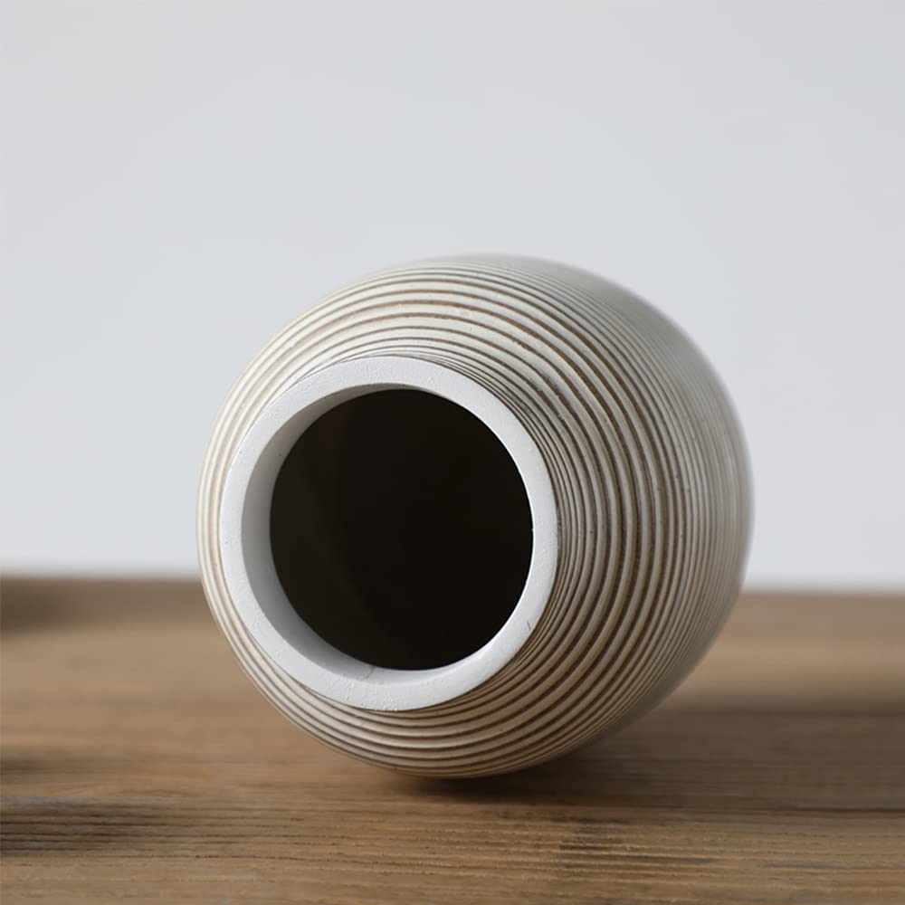 Modern Rustic Farmhouse Boho White Vase Set for Flowers, Decor, Shelf or Cabinet - White 11" + 8" + 5" - PT05