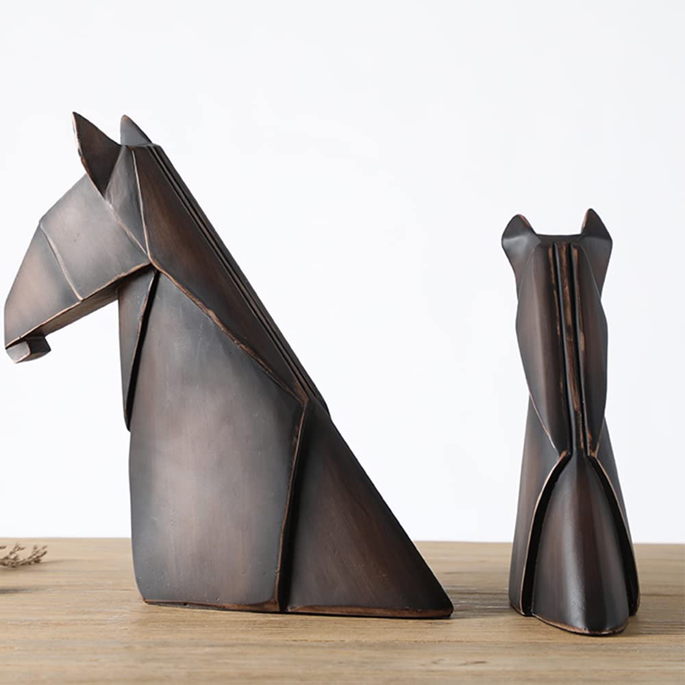 Decorative Horse Statue for Bookshelves or Home Decor, Small, Brown - Brown Small - PT04