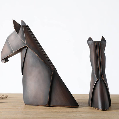 Decorative Horse Statue for Bookshelves or Home Decor, Large, Brown - Brown Large - PT04