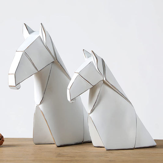 Decorative Horse Statue for Bookshelves or Home Decor, Small, White - White Small - PT01