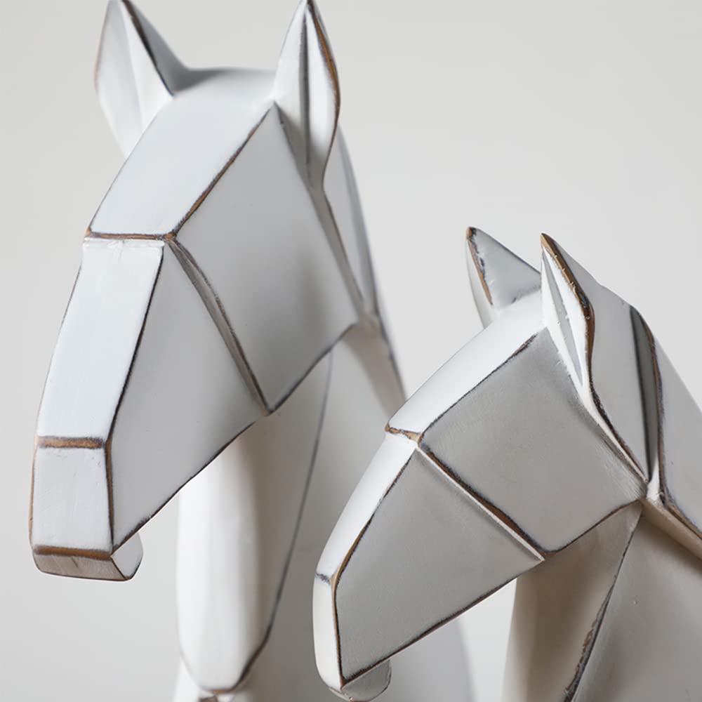 Decorative Horse Statue for Bookshelves or Home Decor, Large, White - White Large - PT02