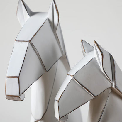 Decorative Horse Statue for Bookshelves or Home Decor, Small, White - White Small - PT02