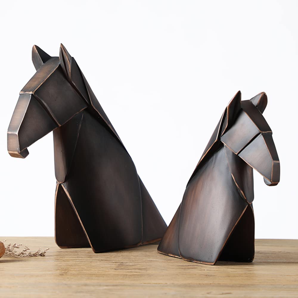 Decorative Horse Statue for Bookshelves or Home Decor, Large, Brown - Brown Large - PT03