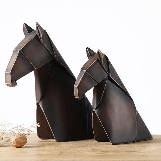 Decorative Horse Statue for Bookshelves or Home Decor, Small, Brown - Brown Small - PT01