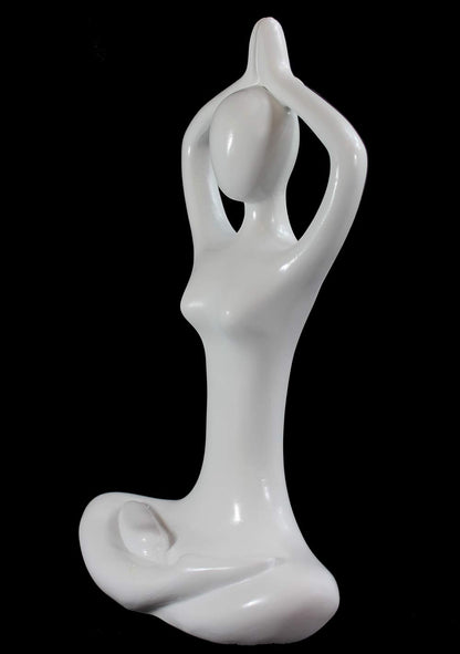 Yoga Mountain Pose Statue/Sculputure Gifts for Women, Home or Room Decor, White Prayer Hands Statues/Figurines, 8" Tall - White Mountain - PT01