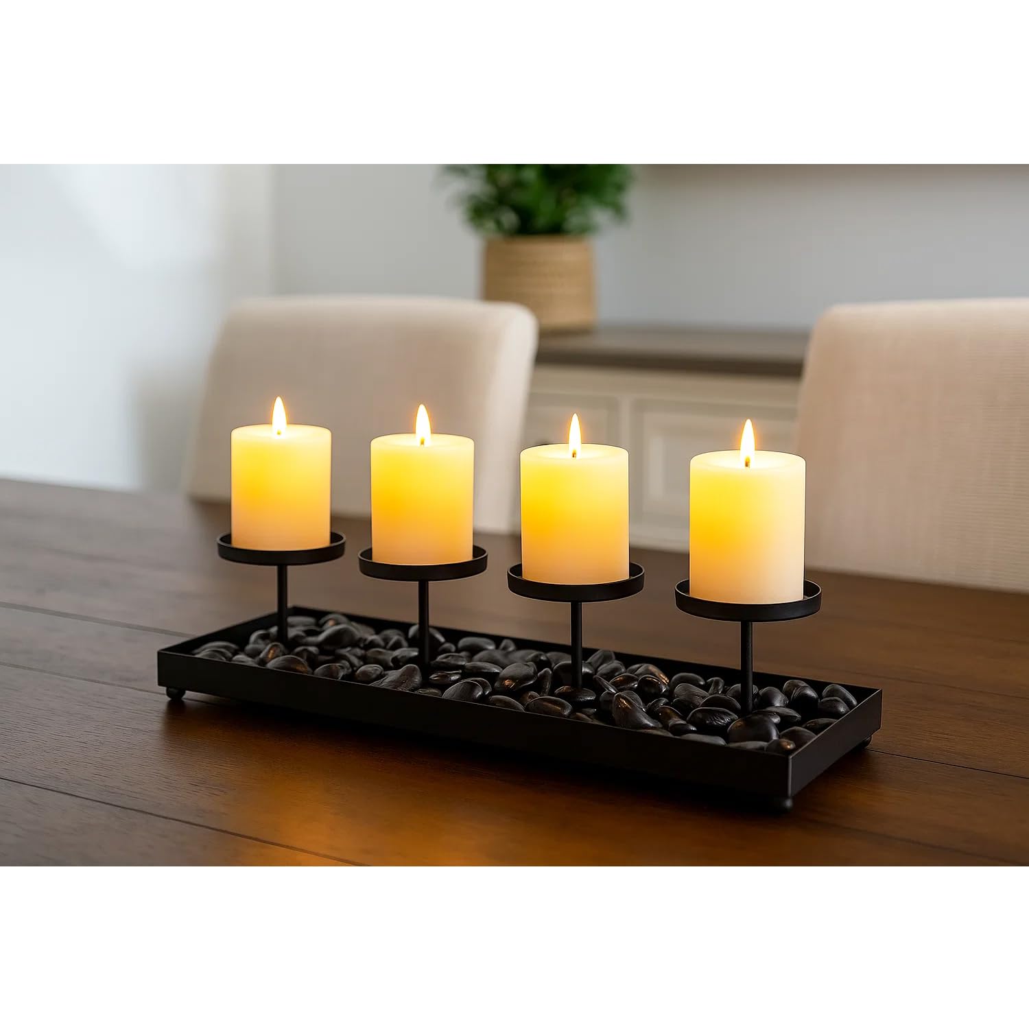 Gold Iron 4-Pillar Candelabra – Elegant Tabletop Candle Holder Centerpiece for Weddings, Dining, Parties & Home Decor - Gold - PT06