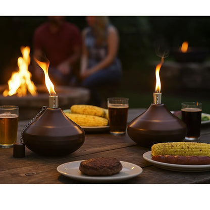 Citronella Torch Candles for Outdoor Patio and Deck - 30oz Large Table Top Stainless Steel Metal Burner Torches for Outside, Bronze Finish, Set of 4 - Bronze Finish 4 Count - PT05