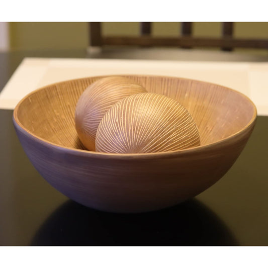 3pc Large Decorative Bowl for Coffee Table Decor, Kitchen, Dining Room Centerpieces, Orbs/Balls Included, Light Brown - Light Brown Large Bowl: 5 inches, Small Bowl: 4 inches - PT01