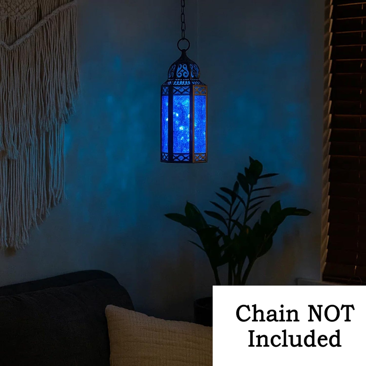 Metal Moroccan Decorative LED Fairy Lights Candle Lantern Holders for Indoor Home Fantasy Decor, Table Centerpieces, Outdoor Patio or Porch, Weddings, Medium - Blue Medium - PT03