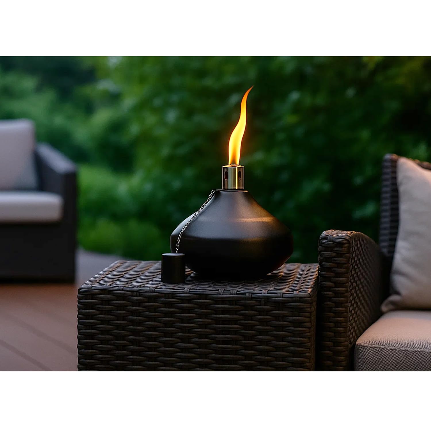 Citronella Torch Candles for Outdoor Patio and Deck - 30oz Large Table Top Stainless Steel Metal Burner Torches for Outside, Black Finish, Set of 4 - Black Finish 4 Count - PT08