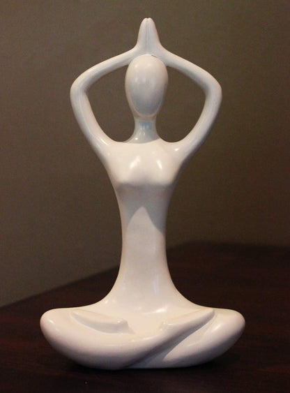 Yoga Mountain Pose Statue/Sculputure Gifts for Women, Home or Room Decor, White Prayer Hands Statues/Figurines, 8" Tall - White Mountain - PT04