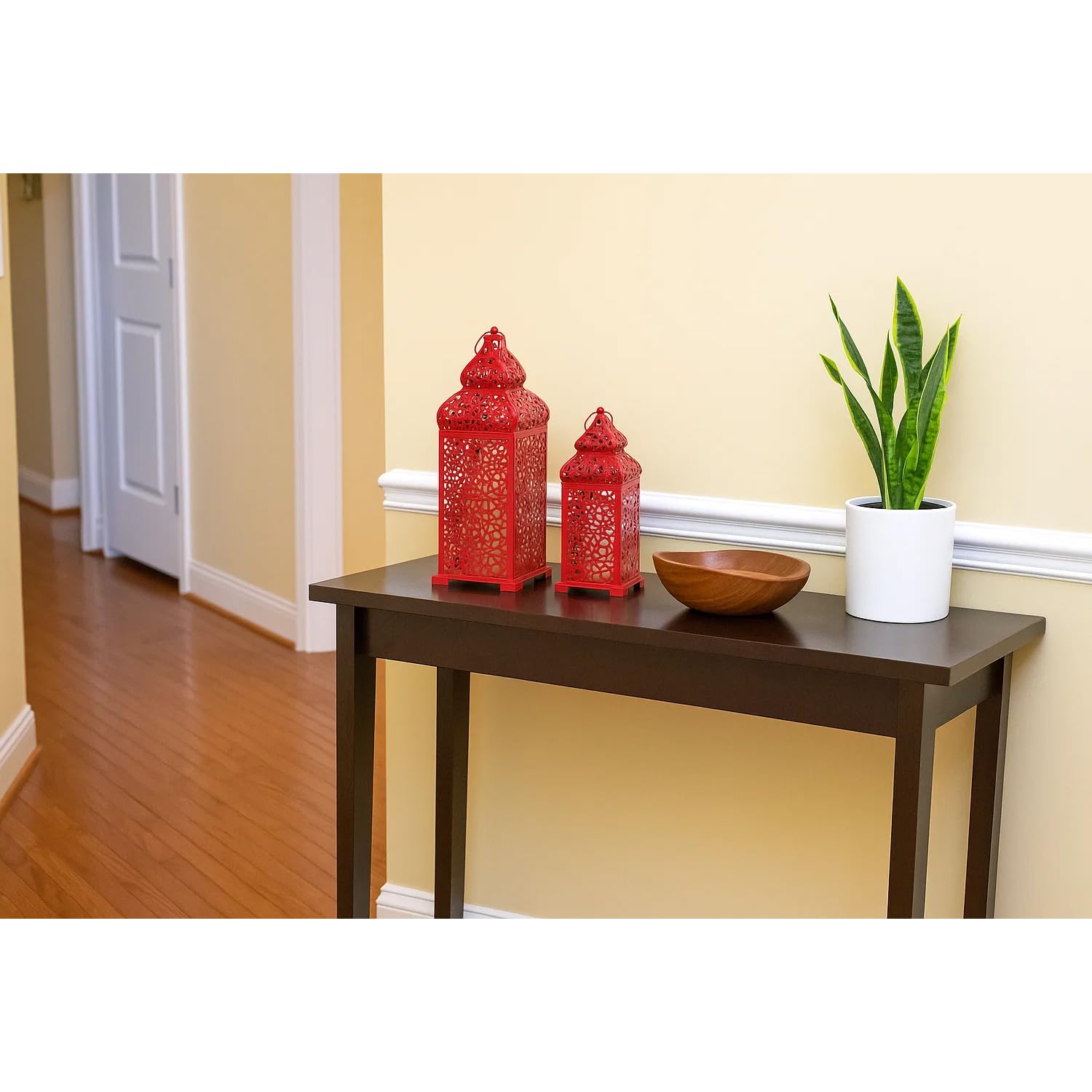 Large Temple Moroccan Lantern Lamp Decorative Candle Holders for Ramadan Decorations, Hanging, Outdoor Patio or Porch, Indoor Home Decor, Red, Set of 2 - Red 11" and 15" - PT04
