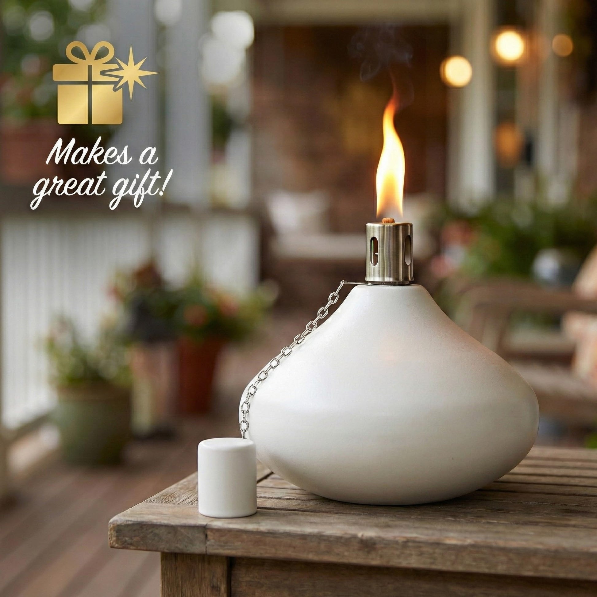 30oz Citronella Torch Candles for Outdoor Patio & Deck – Large Tabletop Stainless Steel Metal Burner Torches for Outside, White (Set of 4) - White 4 Count - PT02