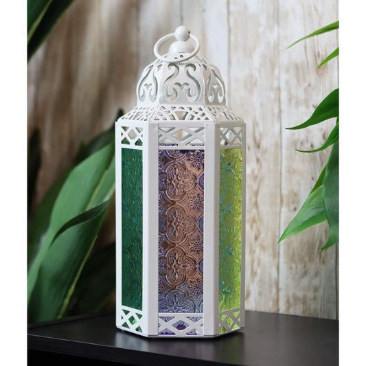 Black Metal Decorative Moroccan Lantern Candle Holder Lamp - Indoor/Outdoor, Home Decor, Patio, Weddings, Christmas - Multicolor Medium - MAIN