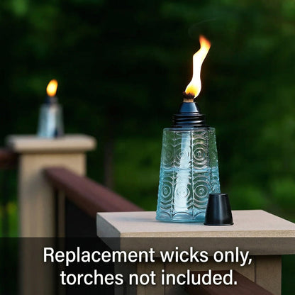 6 inch Fiberglass Replacment Wicks for Outside Glass Torches - Citronella Oil Lamp Burner 16oz Table Top Torch for Patio, Garden, Deck, and Outdoor Parties, Set - Pack of 12 - PT04