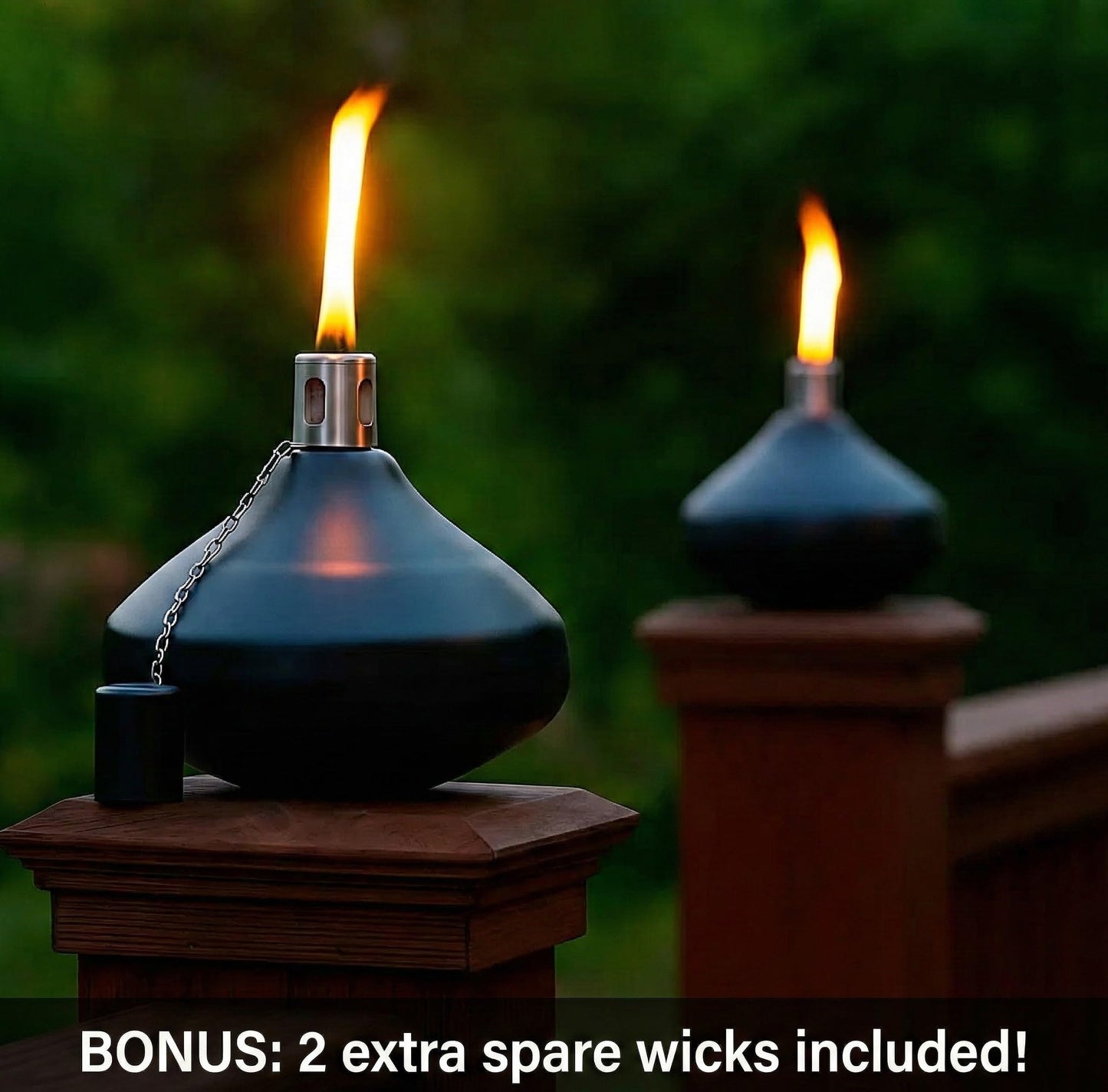 Citronella Torch Candles for Outdoor Patio and Deck - 30oz Large Table Top Stainless Steel Metal Burner Torches for Outside, Black Finish, Set of 4 - Black Finish 4 Count - PT05