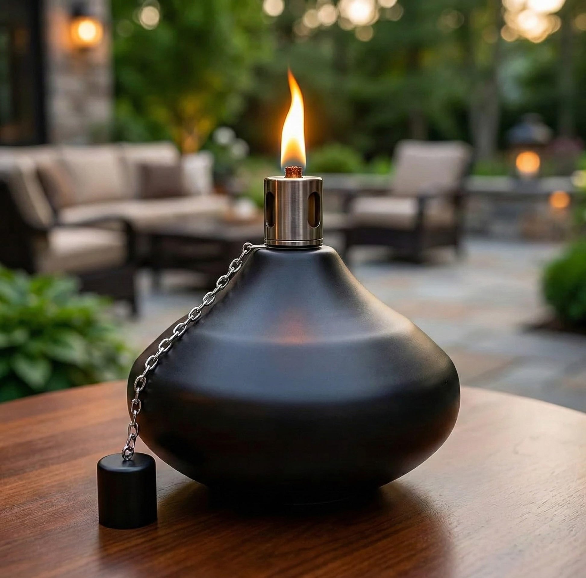 Citronella Torch Candles for Outdoor Patio and Deck - 30oz Large Table Top Stainless Steel Metal Burner Torches for Outside, Bronze Finish - Bronze Finish 1 Count - PT01