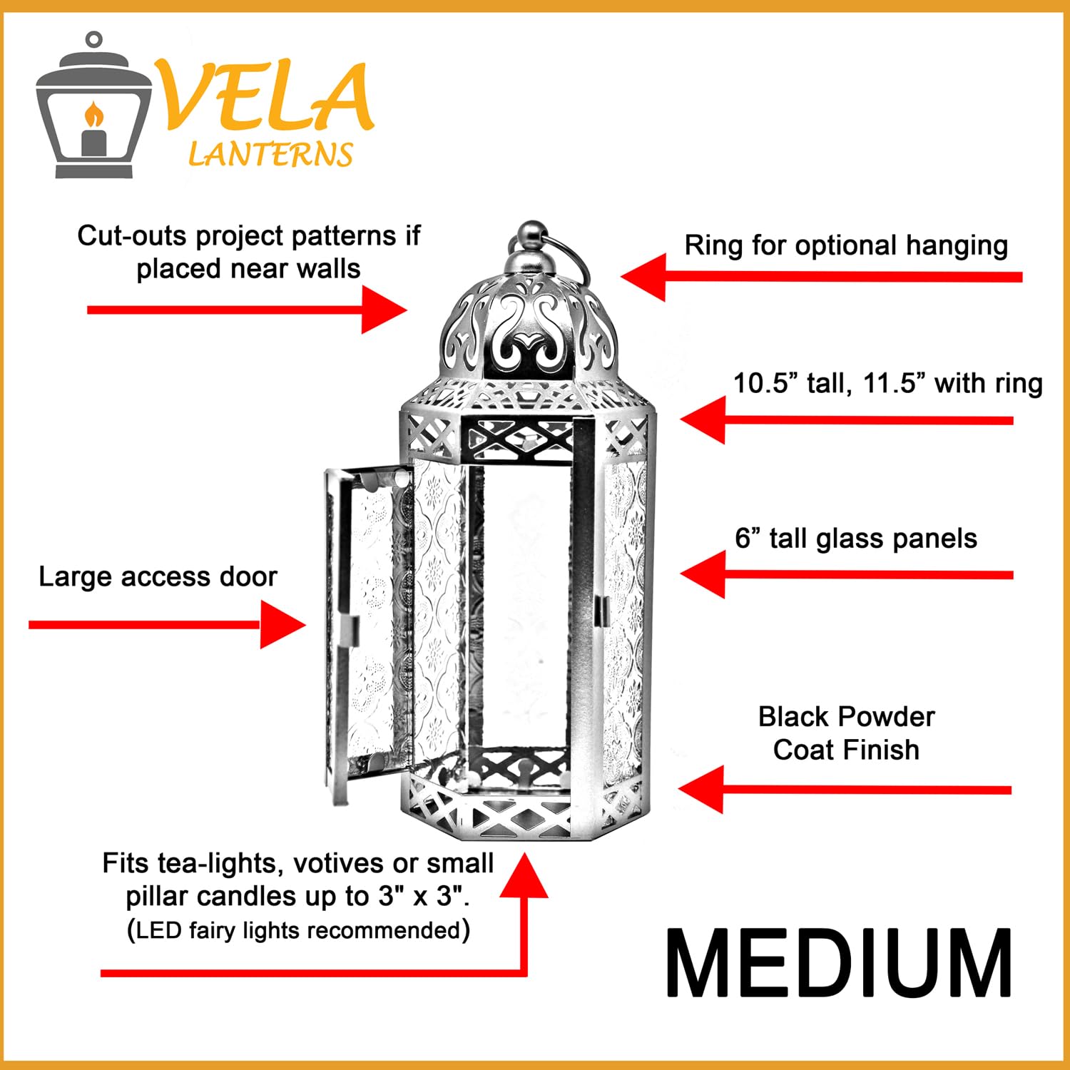 Metal Moroccan Decorative LED Fairy Lights Candle Lantern Holders for Indoor Home Fantasy Decor, Table Centerpieces, Outdoor Patio or Porch, Weddings, Medium - Blue Medium - PT08