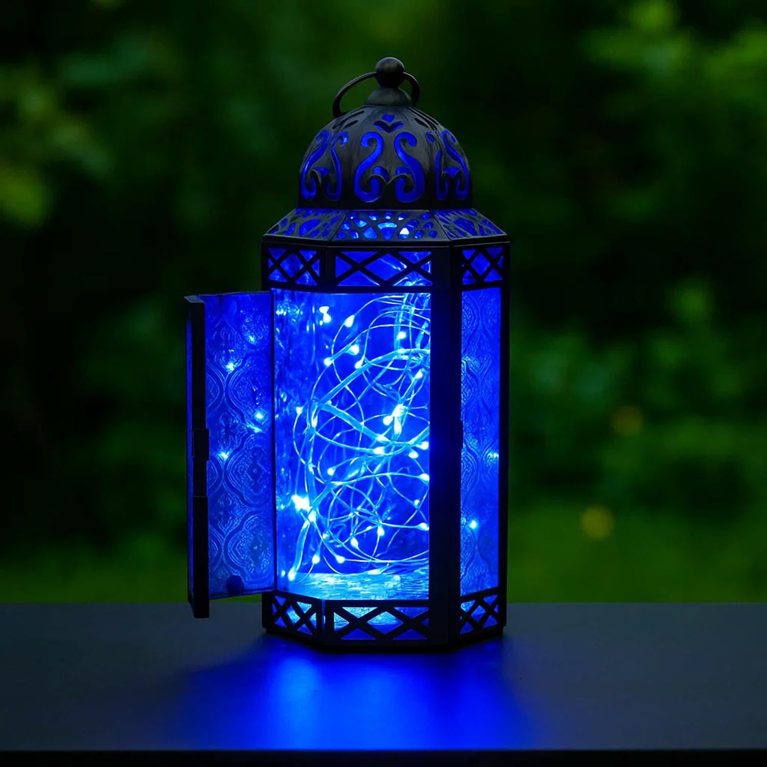 Decorative Candle Lanterns with LED Lights, Blue, Medium | Case of