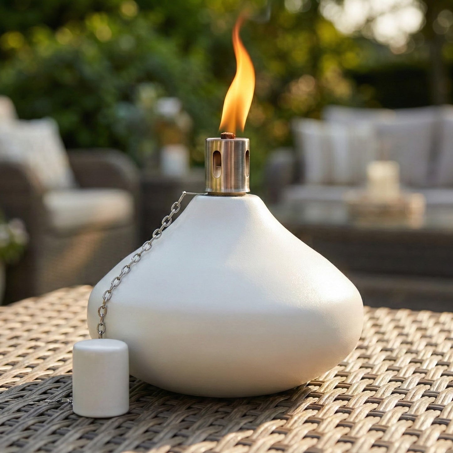 30oz Citronella Torch Candles for Outdoor Patio & Deck – Large Tabletop Stainless Steel Metal Burner Torches for Outside, White (Set of 4) - White 4 Count - PT05