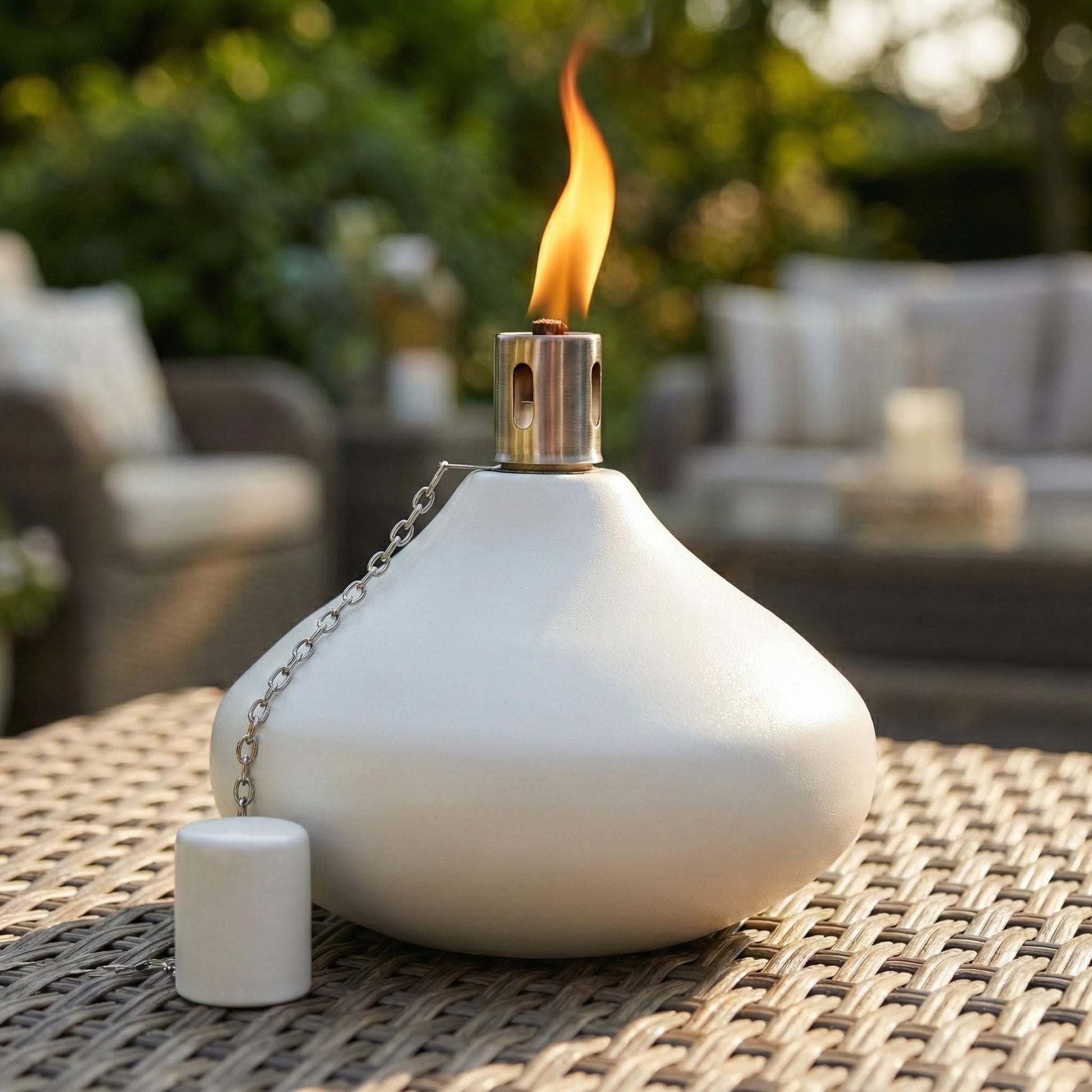 30oz Citronella Torch Candles for Outdoor Patio & Deck – Large Tabletop Stainless Steel Metal Burner Torches for Outside, White (Set of 4) - White 4 Count - PT05
