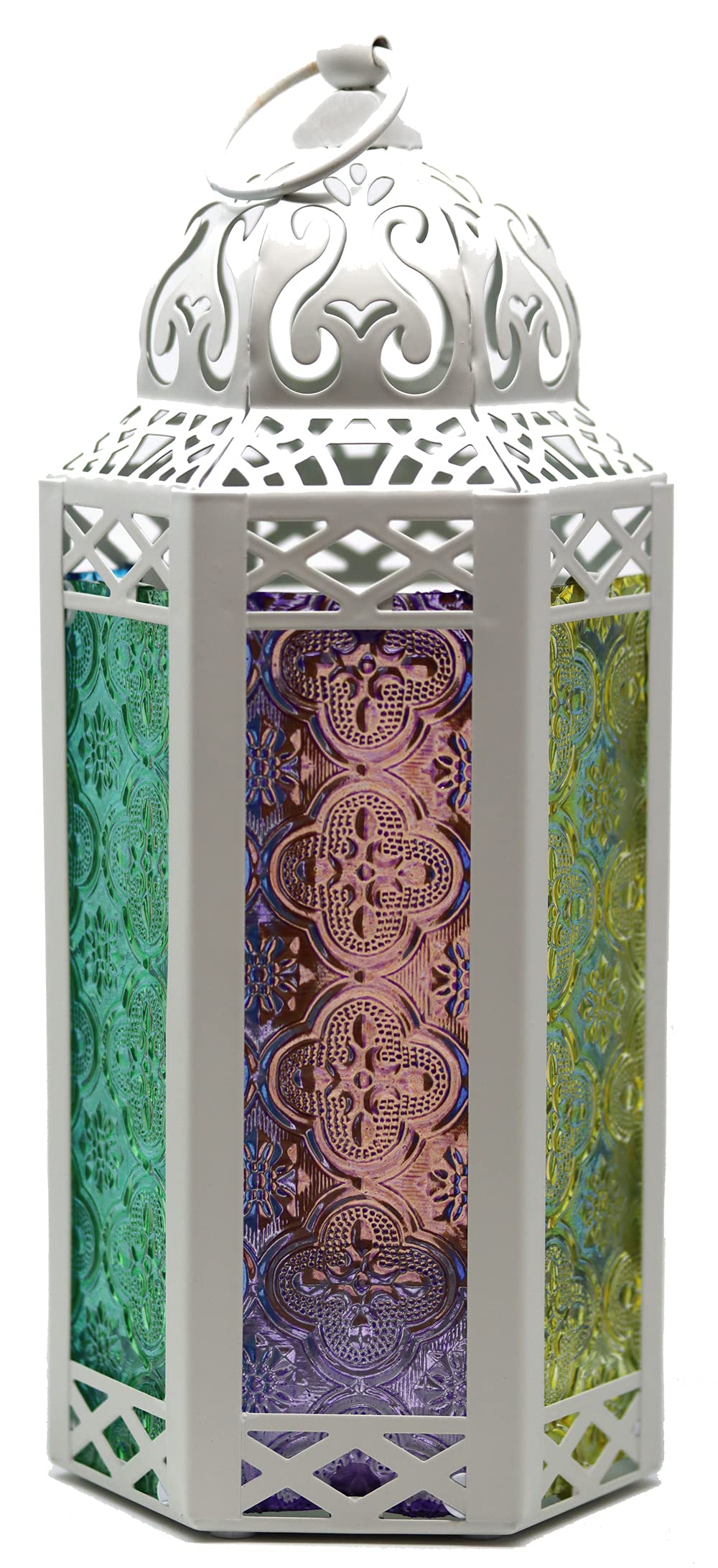 Black Metal Decorative Moroccan Lantern Candle Holder Lamp - Indoor/Outdoor, Home Decor, Patio, Weddings, Christmas - Multicolor Medium - PT02