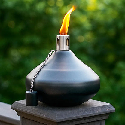 Citronella Torch Candles for Outdoor Patio and Deck - 30oz Large Table Top Stainless Steel Metal Burner Torches for Outside, Black Finish - Black Finish 1 Count - MAIN