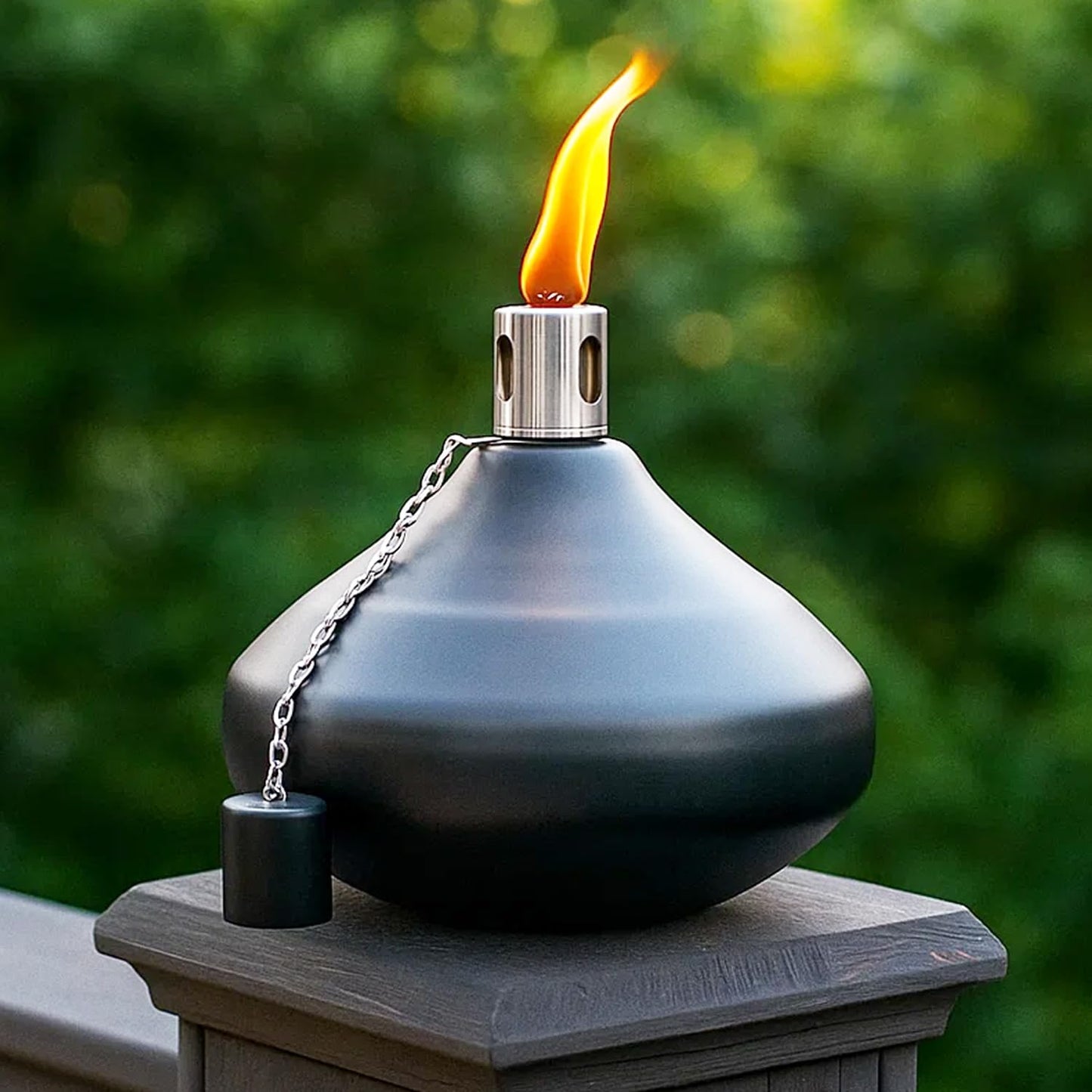 Citronella Torch Candles for Outdoor Patio and Deck - 30oz Large Table Top Stainless Steel Metal Burner Torches for Outside, Black Finish, Set of 2 - Black Finish 2 Count - PT04