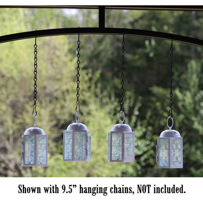 Mini Moroccan Tea Light Candle Holder Lanterns – 4.25" Small Decorative Lantern for Table or Hanging, Metal with Glass Panels – Ramadan, Wedding, Home Decor, Ma - Matte White 4 - PT08