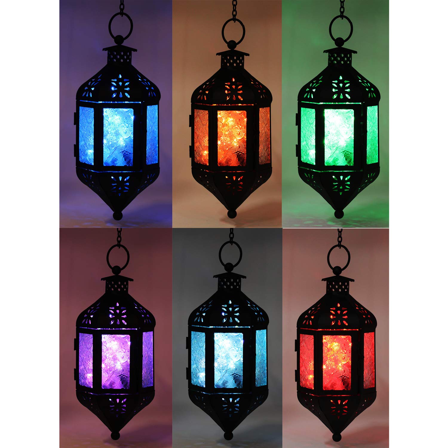 Decorative Lanterns with Color Changing LED Fairy Lights, Hanging - Hanging - Moroccan - MAIN