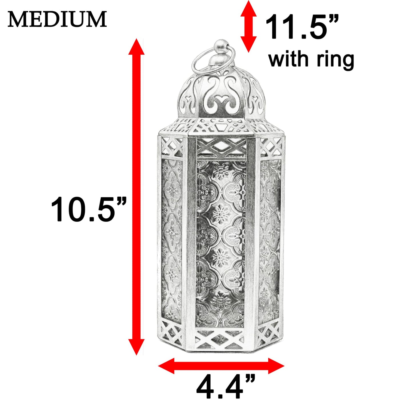 Metal Moroccan Decorative LED Fairy Lights Candle Lantern Holders for Indoor Home Fantasy Decor, Table Centerpieces, Outdoor Patio or Porch, Weddings, Medium - Multicolor Medium - PT08