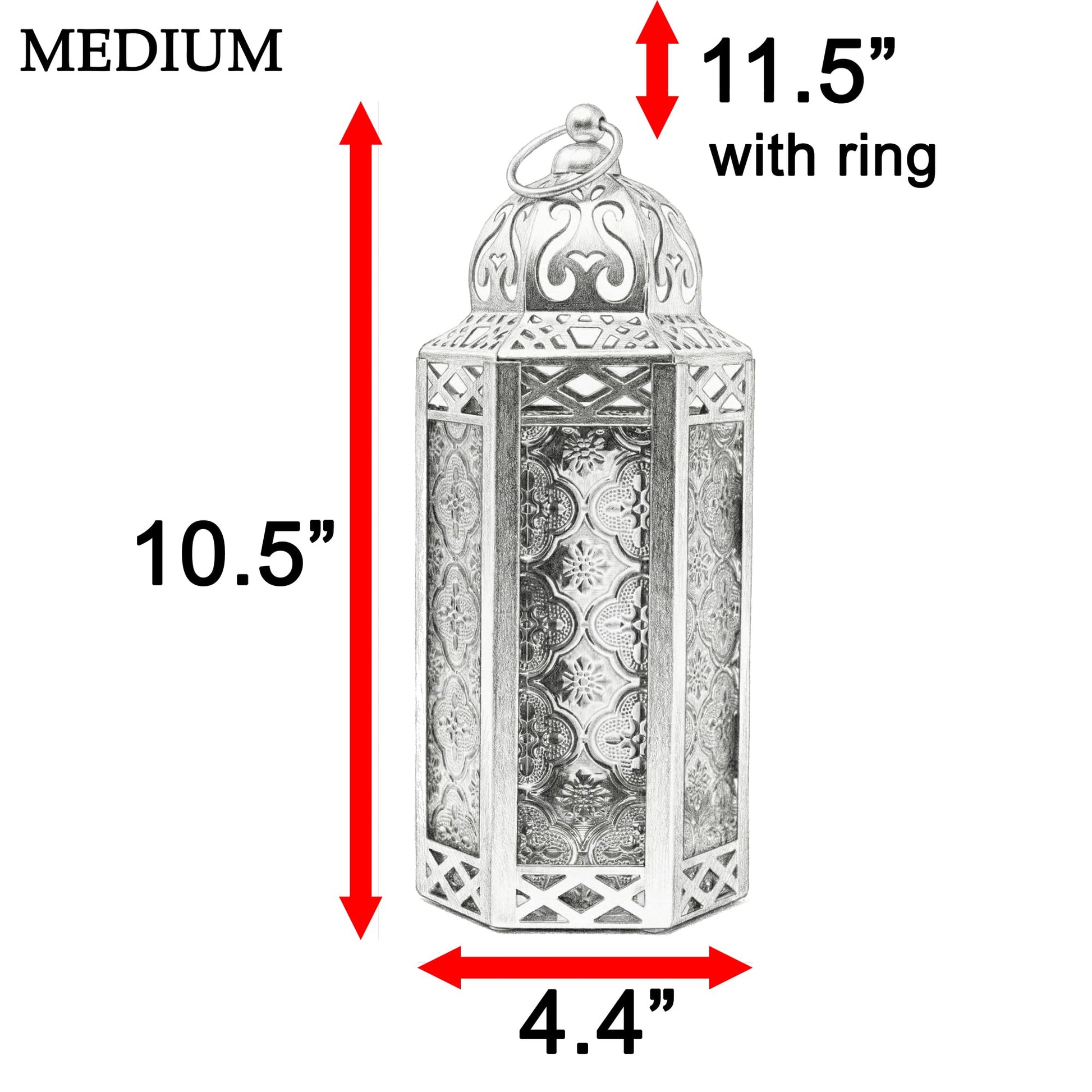Metal Moroccan Decorative LED Fairy Lights Candle Lantern Holders for Indoor Home Fantasy Decor, Table Centerpieces, Outdoor Patio or Porch, Weddings, Medium - Multicolor Medium - PT08