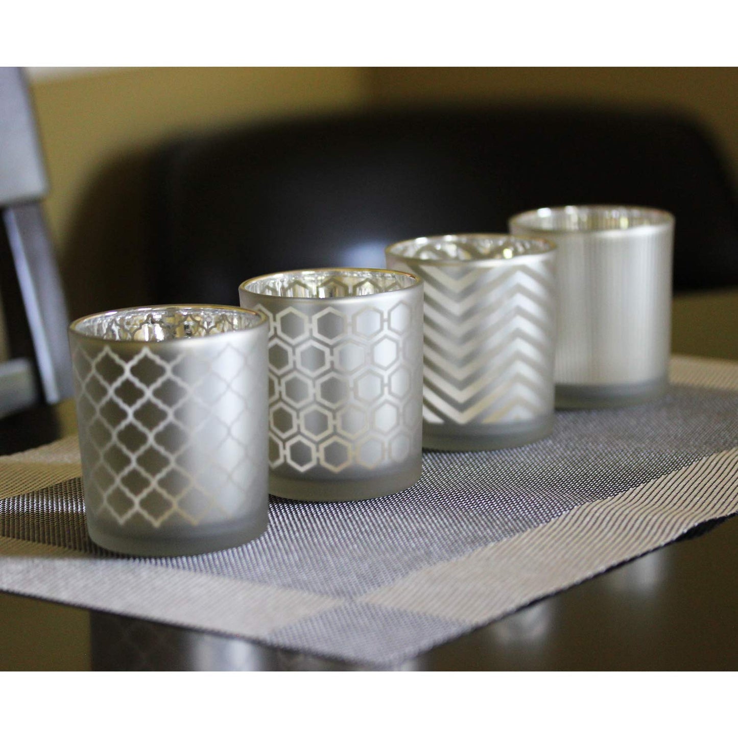 Glass Votive Tealight Candle Holders in Bulk for Table Centerpiece Wedding Decor, Frosted, 2.75" Tall, Set of 12 - Assorted Frosted Regular - MAIN