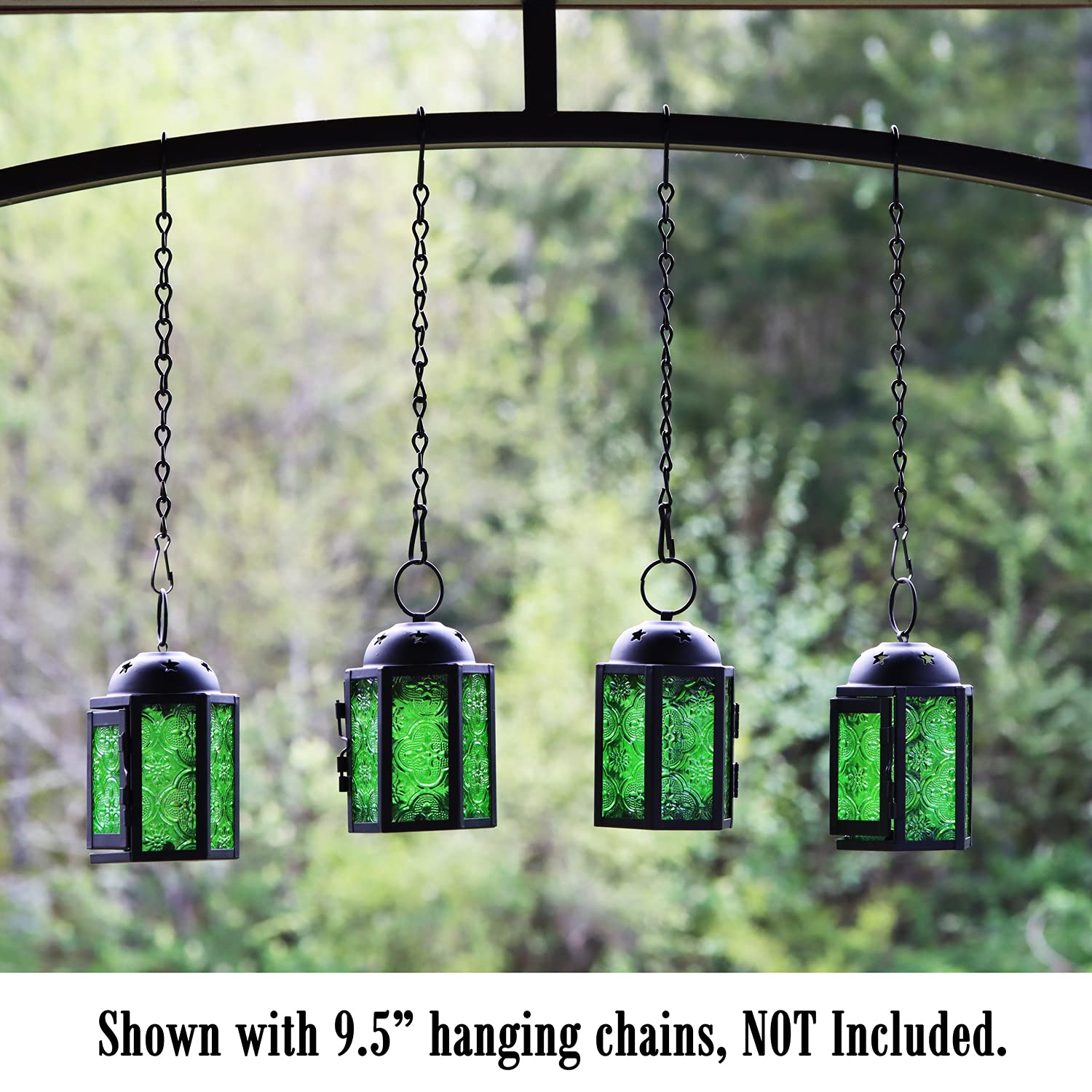 Mini Moroccan Tea Light Candle Holder Lanterns – 4.25" Small Decorative Lantern for Table or Hanging, Metal with Glass Panels – Ramadan, Wedding, Home Decor, Em - Emerald Green 4 - PT07