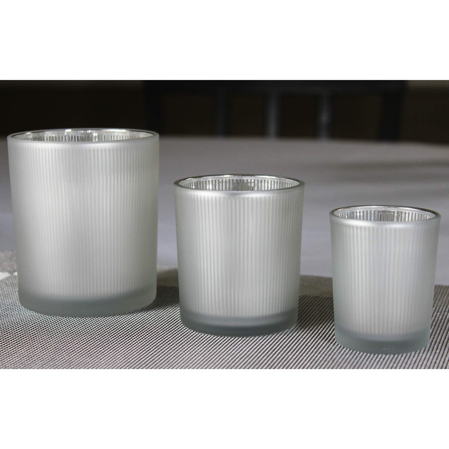 Glass Votive Tealight Candle Holders in Bulk for Table Centerpiece Wedding Decor, Frosted, 2.75" Tall, Set of 12 - Assorted Frosted Regular - PT05