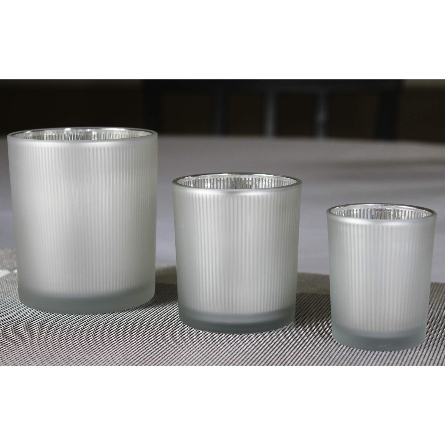 Glass Votive Tealight Candle Holders in Bulk for Table Centerpiece Wedding Decor, Frosted, 2.75" Tall, Set of 12 - Assorted Frosted Regular - PT05