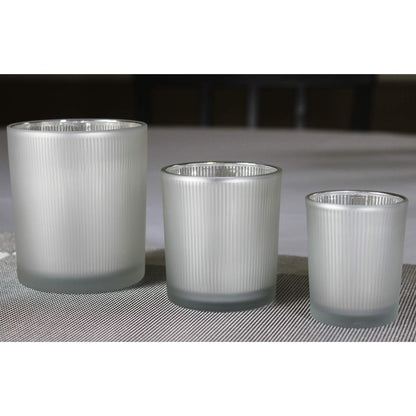 Glass Votive Tealight Candle Holders in Bulk for Table Centerpiece Wedding Decor, Frosted, 2.75" Tall, Set of 12 - Assorted Frosted Regular - PT05