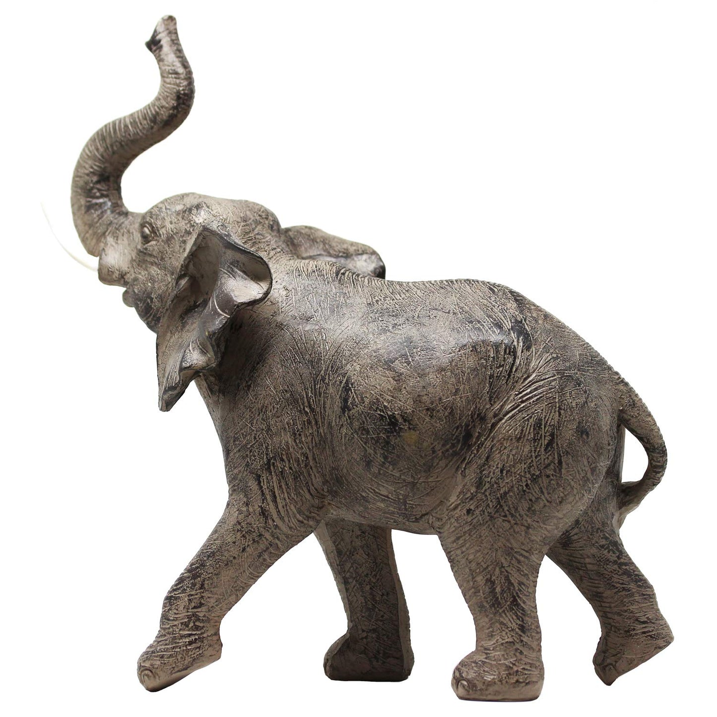 Large 13" African Elephant Statue Gifts for Women, Big Elephant Decor Scuplture with Trunk Up for Home Decor - Brown Large Elephant with Trunk Up - PT08