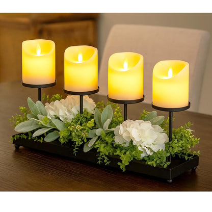 Gold Iron 4-Pillar Candelabra – Elegant Tabletop Candle Holder Centerpiece for Weddings, Dining, Parties & Home Decor - Gold - PT03