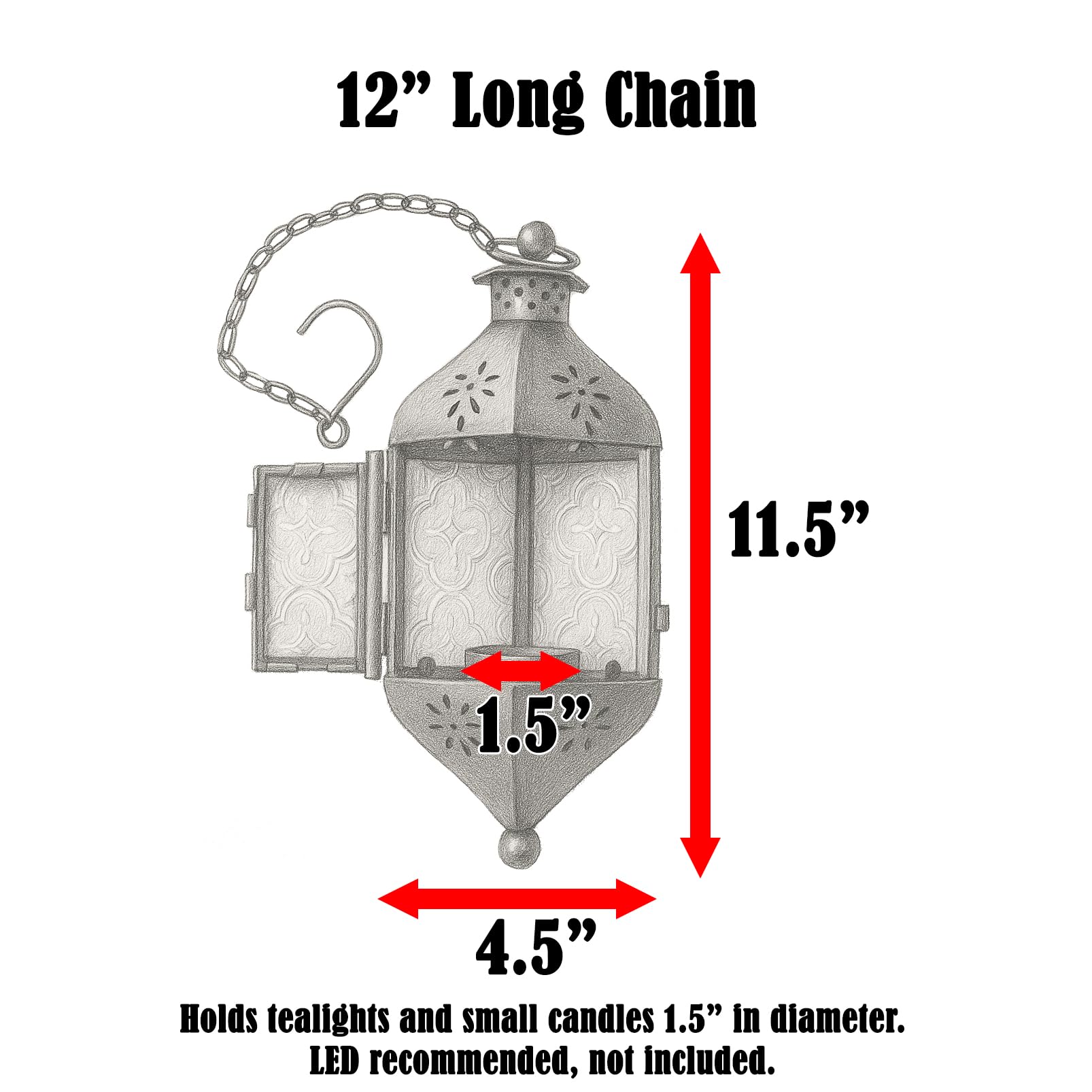 Hanging Moroccan Decorative Candle Lantern Holders for Outdoor Décor - Gold Hanging - PT08