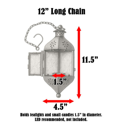 Hanging Moroccan Decorative Candle Lantern Holders for Outdoor Décor - Gold Hanging - PT08