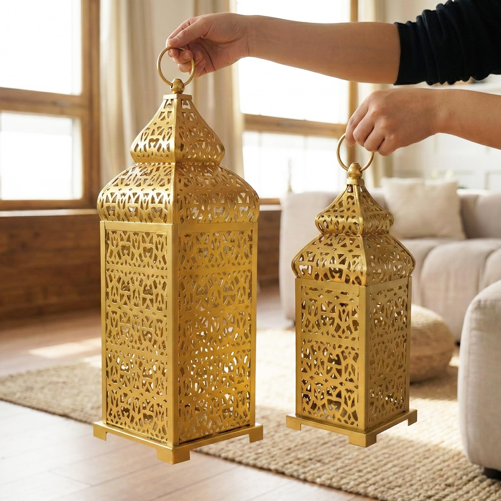 Ramadan Temple Candle Lantern Set, Gold | Case of 12 | Wholesale